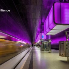 Tyylitelty kuva metroasemasta