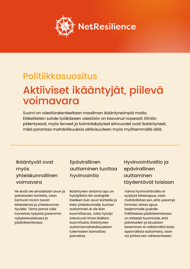Politiikkasuosituksen kansilehti